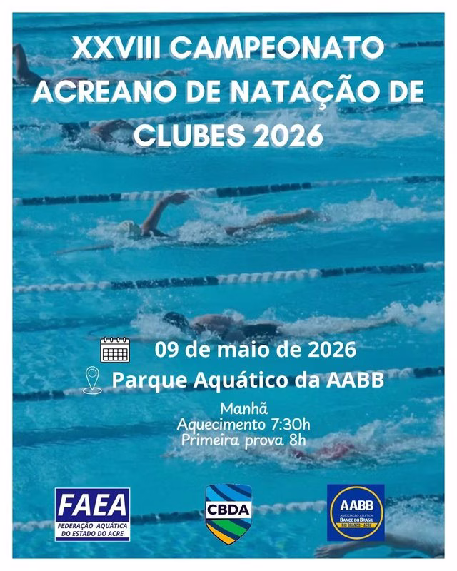 Campeonato Acreano de Natação começa neste sábado; inscrições encerram nesta quinta