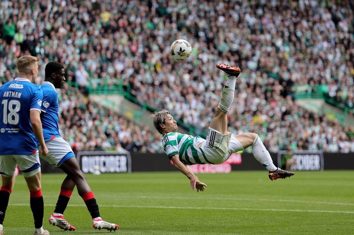 Stunning Maeda overhead kick helps Celtic beat Rangers in Old Firm derby