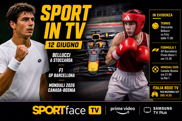 Sport in tv 12 giugno: Bellucci contro Fritz, Formula 1 a Barcellona e Sportface su Prime Video e Samsung TV – SPORTFACE.IT
