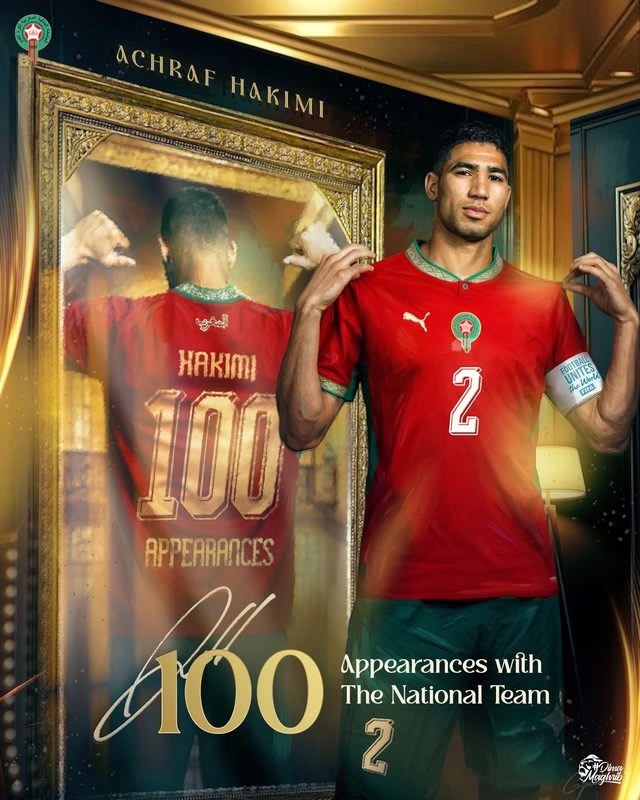 Hakimi: 100 jogos por Marrocos e a busca pelo recorde da seleção