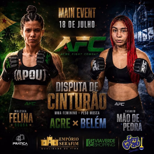 Waleska "Felina" e Yasmim "Mão de Pedra" disputam cinturão do inédito AFC; veja card completo