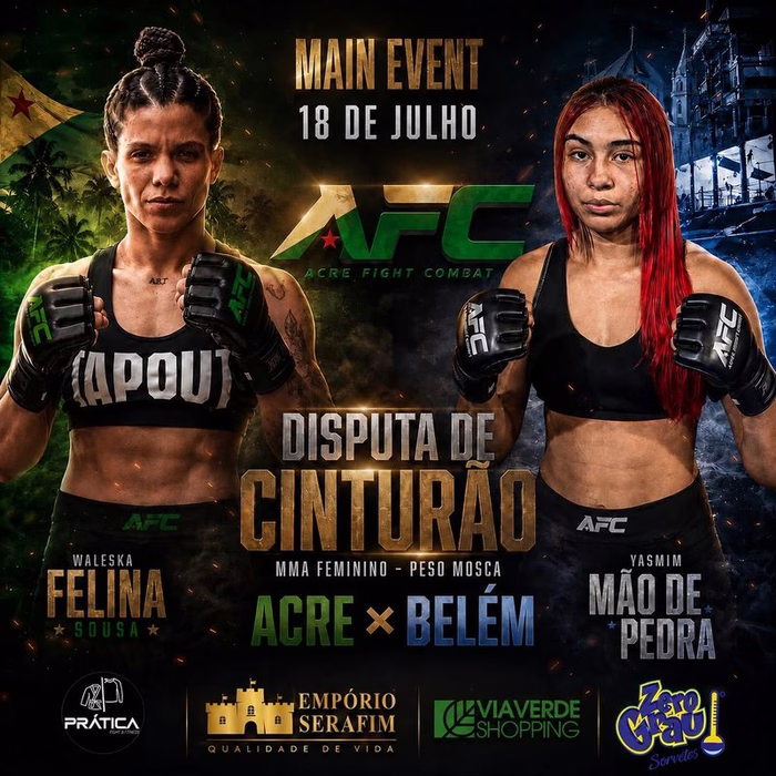 Waleska "Felina" e Yasmim "Mão de Pedra" disputam cinturão do inédito AFC; veja card completo