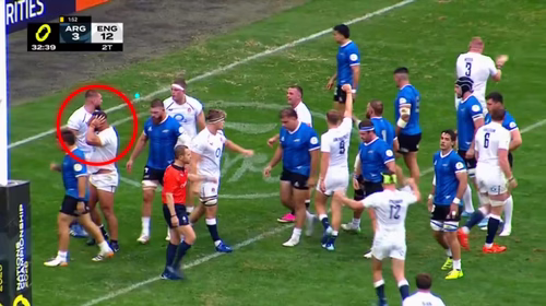 Inghilterra rugby: Genge fa l'esultanza di Enzo Fernandez