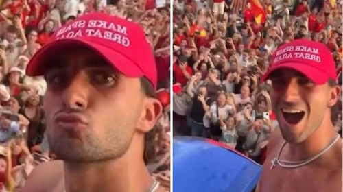 VIDEO Ferran Torres provoca Trump: la festa col cappellino "Make Spain great again"