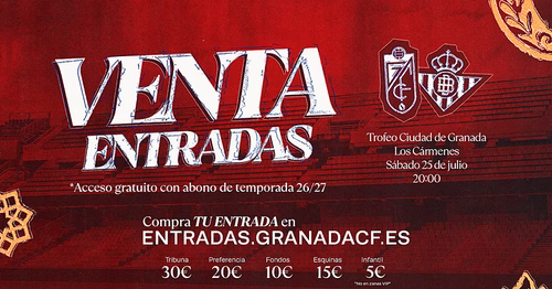 Las entradas para el Granada - Betis en Los Cármenes ya están a la venta