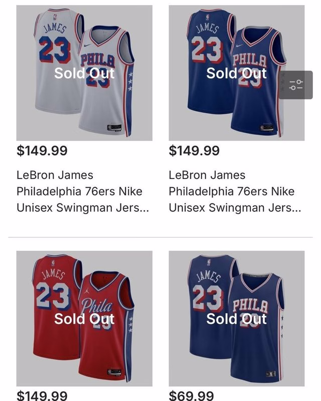 LeBron James no Philadelphia 76ers: camisas esgotam em 2 horas