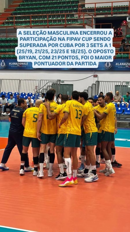 Seleção brasileira de vôlei perde para Cuba na FIPAV Cup